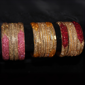 Mustard, Burgundy & Pink Bangles (Sets of 6)