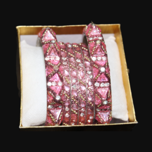 Pink & White Stoned Bangles