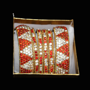 Red & White Stoned Bangles