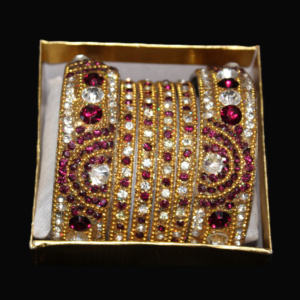 Ruby & White Stoned Bangles