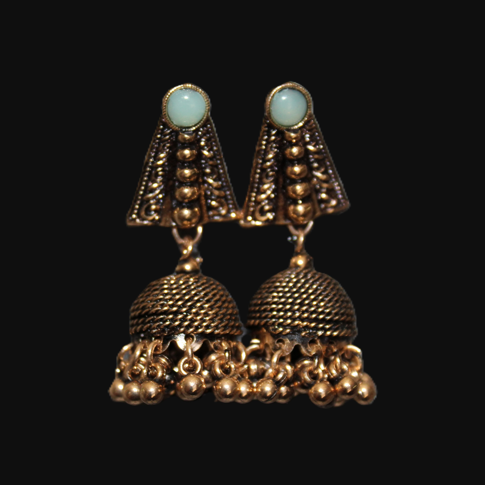 Dusty Gold & Mint Eastern Earrings