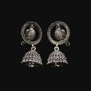 Dusty Silver & Bird Detail Eastern Earrings