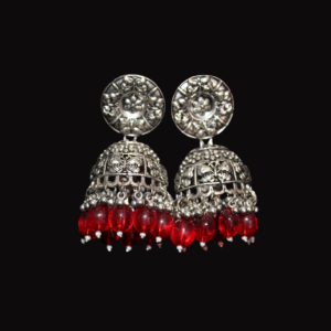 Silver & Red Large Eastern Earrings