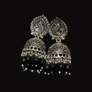 Silver & Black Large Eastern Earrings