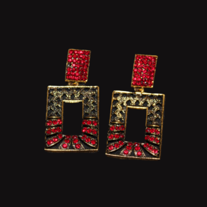 Red & Gold Square Earrings
